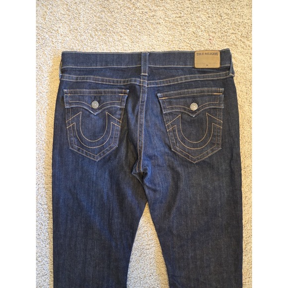 True Religion Geno Mens Jeans Straight w/flap 36 Dark Blue - Picture 1 of 9